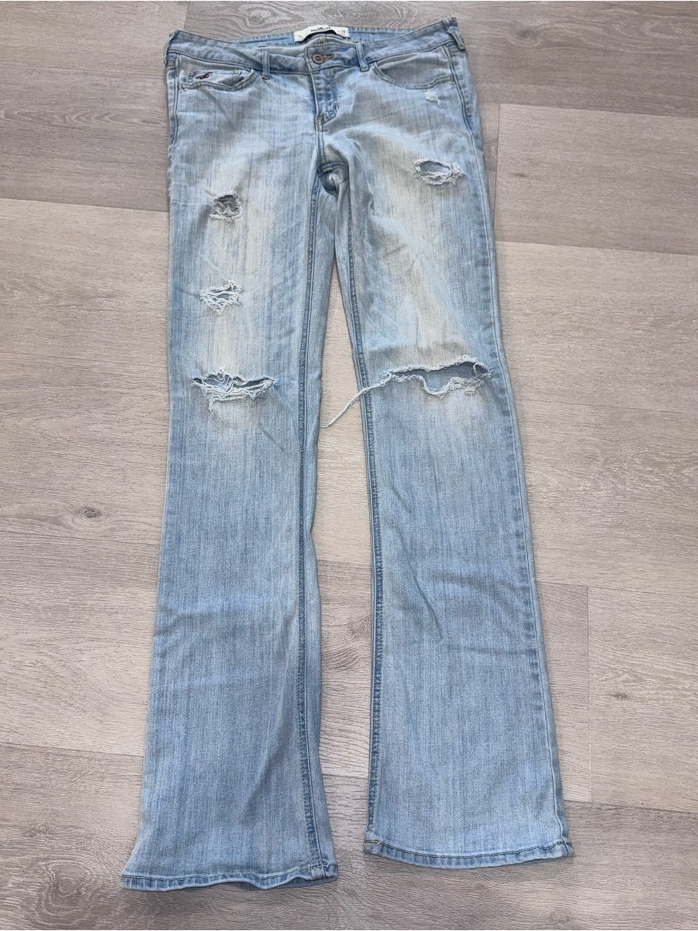 Hollister Light Blue Distressed Flare Jeans